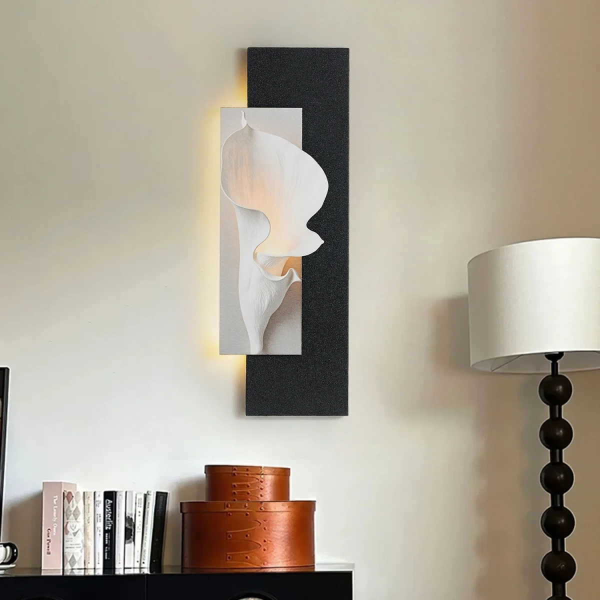 Siyah Beyaz Modern Kumtaşı Dokulu LED