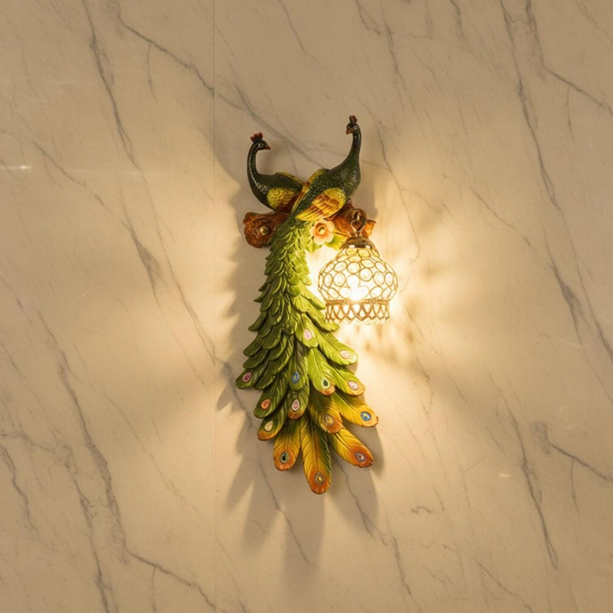 Tavuskuşu Duvar Apliği | El Boyalı Reçine