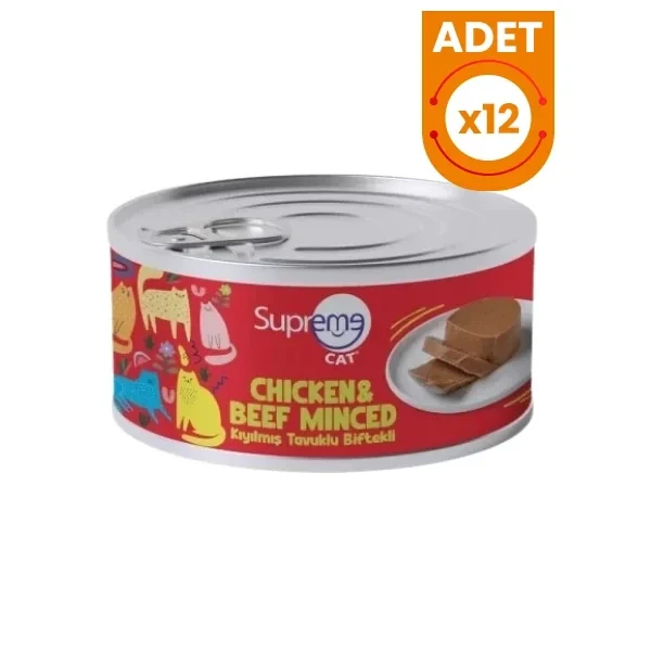 Supreme Cat Kıyılmış Tavuklu ve Biftekli Yetişkin Konserve Kedi Maması