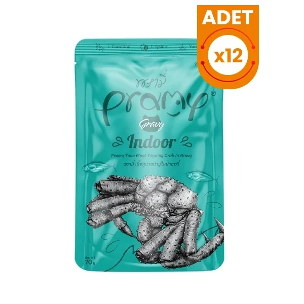 Pramy Indoor Sos İçinde Yengeçli ve Ton Balıklı Pouch Yetişkin Konserve Kedi Maması