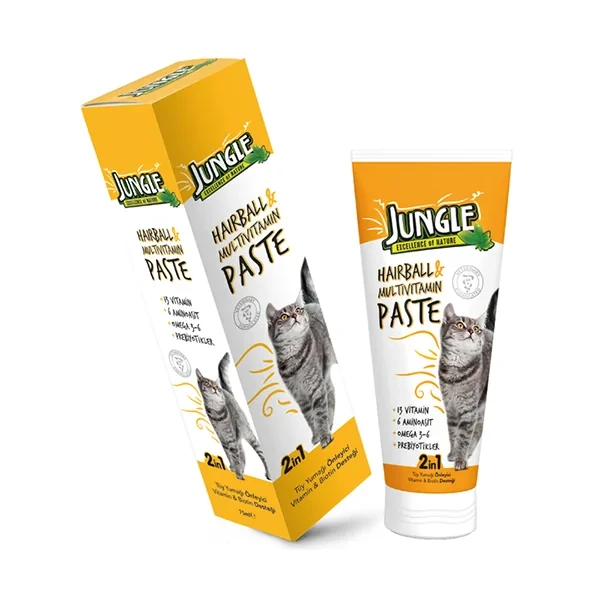 Jungle Anti Hairball ve Multivitamin Deri ve Tüy Sağlığı Destekleyici Kedi Malt Macunu
